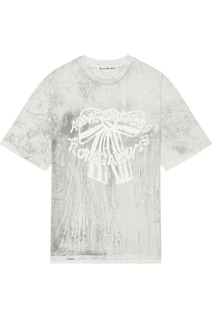 Acne Studios Koszulki, Mężczyzna, Szary, S, Szara koszulka z nadrukiem gipsu
