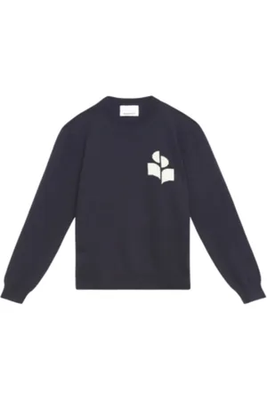 Isabel Marant Bluzy, Mężczyzna, Niebieski, S, Bawełna, Sweter z Długim Rękawem z Wełny i Bawełny