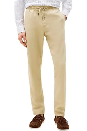 Tommy Hilfiger Spodnie, Mężczyzna, Beżowy, W34, Poliester, Nowoczesne lniane spodnie tapered