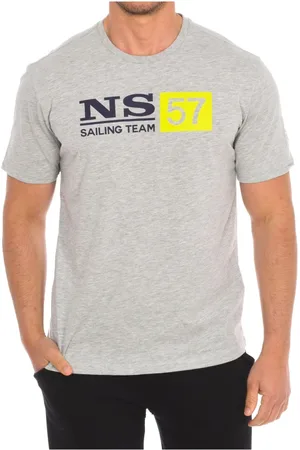 North Sails Koszulki, Mężczyzna, Szary, M, Bawełna, T-shirt z krótkim rękawem i ściągaczem