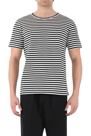 Mauro Grifoni Koszulki, Mężczyzna, Biały, S, Paskowany t-shirt z okrągłym dekoltem i półrękawem