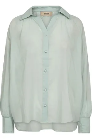 Mos Mosh Bluzki, Kobieta, Zielony, XL, Bawełna, Feminine Voile Shirt Surf Spray