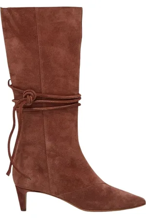 FORTE FORTE Buty, Kobieta, brązowy, 37 EU, Zamsz, Zamszowe Botki z Średnim Obcasem