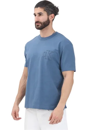 Calvin Klein Koszulki, Mężczyzna, Niebieski, M, Niebieski minimalistyczny T-shirt dla mężczyzn
