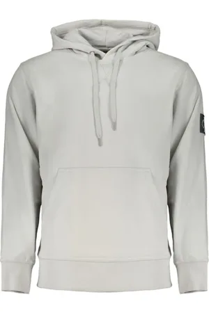Calvin Klein Bluzy, Mężczyzna, Szary, S, Szara bluza z kapturem i aplikacją