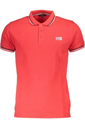 Roberto Cavalli Koszulki, Mężczyzna, Czerwony, 2XL, Czerwony Polo Shirt z Nadrukiem