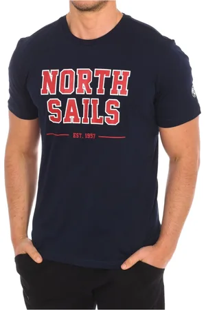 North Sails Koszulki, Mężczyzna, Niebieski, M, Bawełna, T-shirt z krótkim rękawem i nadrukiem marki