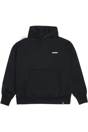 BARROW Bluzy, Mężczyzna, Czarny, XL, Bawełna, Czarna bluza z kapturem z uśmiechniętą twarzą