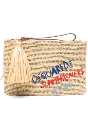 Dsquared2 Torebki, Kobieta, Beżowy, ONE SIZE, Beżowa Pasek Nadgarstkowy Szczegół Frędzle Torba
