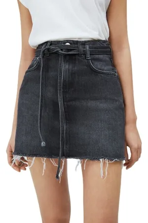 Pepe Jeans Spódnice, Kobieta, Czarny, L, Denim, Retro denim mini spódnica z paskiem