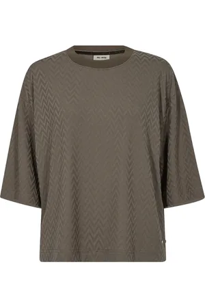 Mos Mosh Koszulki, Kobieta, Zielony, M, Poliester, T-shirt Wiosenny Jacquard Czekoladowy