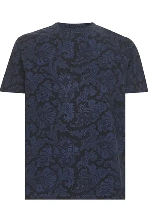 Etro Koszulki, Mężczyzna, Niebieski, M, Paisley Print Crewneck T-shirt Niebieski