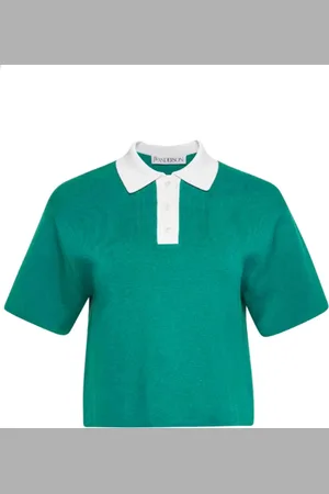 J.W.Anderson Koszulki, Kobieta, Zielony, S, Zielony Polo z Guzikami
