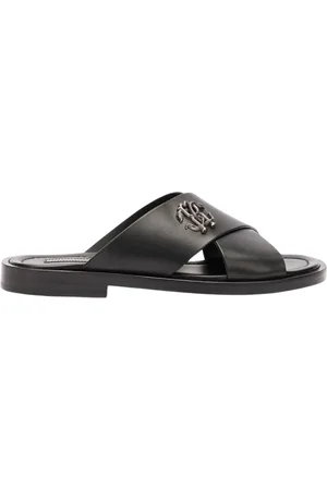 Roberto Cavalli Buty, Mężczyzna, Czarny, 42 EU, Skórzane klomby z wstążkami i wężowym monogramem
