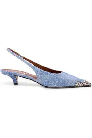 PARIS TEXAS Buty, Kobieta, Niebieski, 41 EU, Denim, Denimowe czółenka Slingback z metalowym noskiem