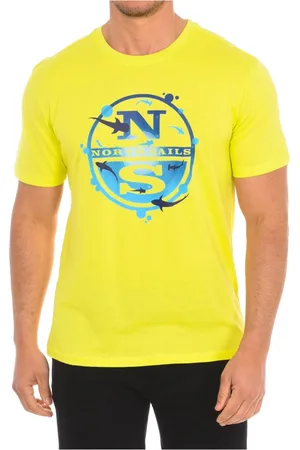North Sails Koszulki, Mężczyzna, Żółty, XL, Bawełna, T-shirt z krótkim rękawem i ściągaczem