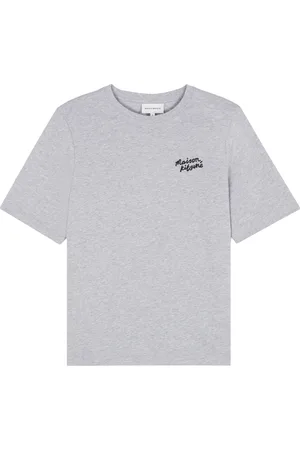 Maison Kitsuné Koszulki, Kobieta, Szary, S, Szare T-shirty i Pola z Haftem Logo