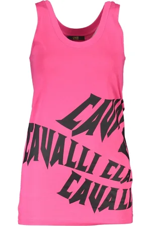 Roberto Cavalli Koszulki, Kobieta, Różowy, M, Bawełna, Różowy Bawełniany Top Damski
