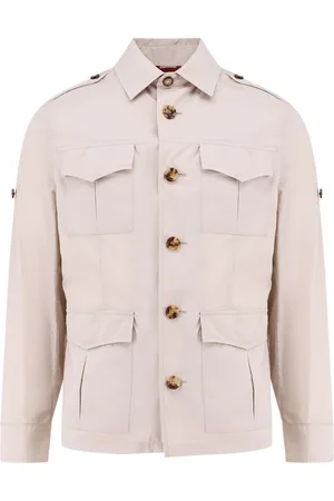 Brunello Cucinelli Kurtki, Mężczyzna, Beżowy, 3XL, Stylowe kurtki z zapięciem na guziki