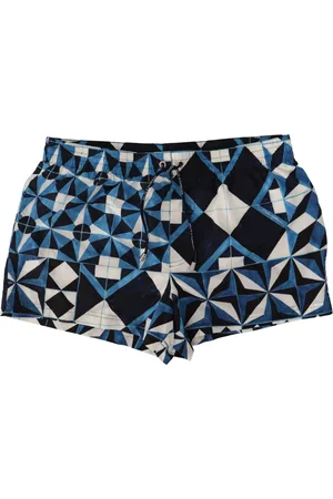 Dolce & Gabbana Stroje kąpielowe, Mężczyzna, Niebieski, M, Niebieskie Majolika Print Kąpielówki