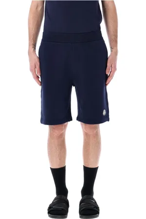 Moncler Szorty, Mężczyzna, Niebieski, L, Bawełniane Szorty Bermuda z Haftem Logo