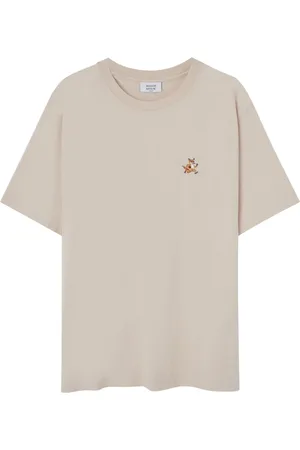 Maison Kitsuné Koszulki, Mężczyzna, Beżowy, L, Koszula Speedy Fox Patch