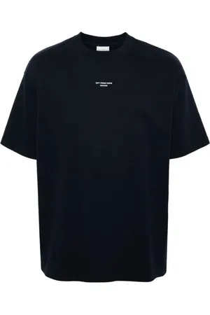 Drôle de Monsieur Koszulki, Mężczyzna, Niebieski, L, Bawełna, T-shirt z nadrukiem logo i okrągłym dekoltem