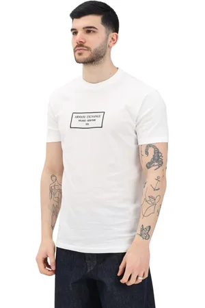 Armani Exchange Koszulki, Mężczyzna, Beżowy, XL, T-shirt z haftem logo