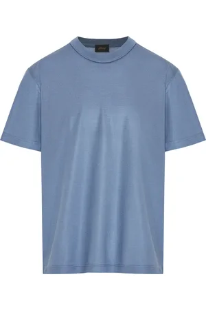 BRIONI Koszulki, Mężczyzna, Niebieski, M, Luksusowy jedwabny T-shirt z Włoch