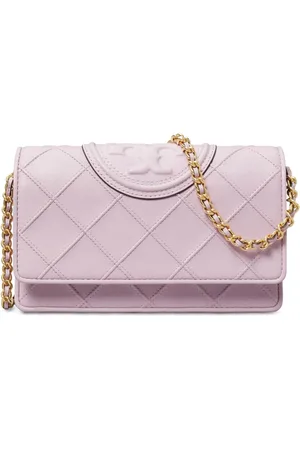Tory Burch Torebki, Kobieta, Fioletowy, ONE SIZE, Fioletowa Mini Torba z Szczegółami z Mosiądzu