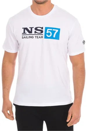 North Sails Koszulki, Mężczyzna, Biały, L, Bawełna, T-shirt z krótkim rękawem i ściągaczem