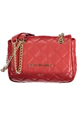 Valentino by Mario Valentino Torebki, Kobieta, Czerwony, ONE SIZE, Len, Elegancka Torba na Ramię z Łańcuchem i Logo