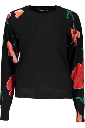 Desigual Swetry, Kobieta, Czarny, S, Czarna damska bluzka z długim rękawem