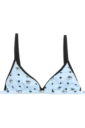 Chiara Ferragni Bielizna, Kobieta, Niebieski, L, Bawełna, Braletka z nadrukiem logo i regulowanymi ramiączkami