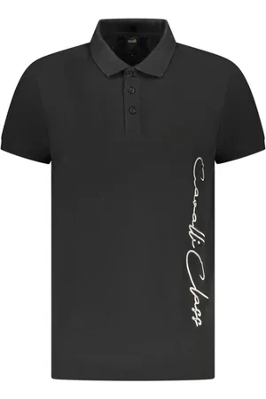 Roberto Cavalli Koszulki, Mężczyzna, Czarny, XL, Ikoniczne Polo z Logo i Wyróżniającym się Nadrukiem