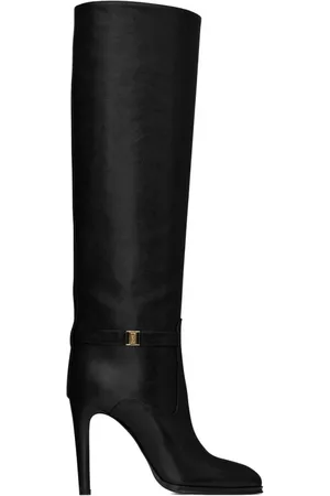 Saint Laurent Buty, Kobieta, Czarny, 38 EU, Skóra, Linda Botki z ostrym noskiem 100 mm