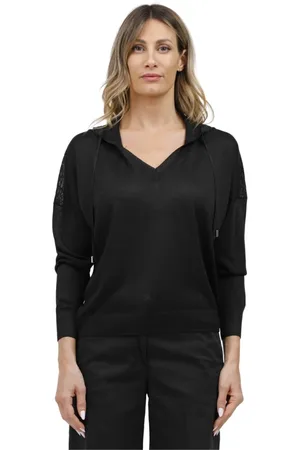 Gran Sasso Bluzy, Kobieta, Czarny, S, Bluza z kapturem z lurexem