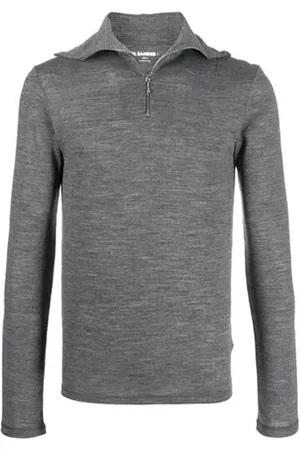 Jil Sander Koszulki, Mężczyzna, Szary, L, Len, Szara T-shirt z zamkiem z wełny
