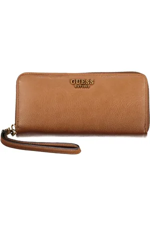 Guess Akcesoria, Kobieta, brązowy, ONE SIZE, Len, Elegancki Brązowy Portfel z Przegródkami
