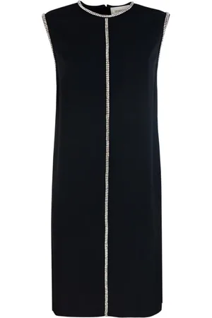 Sportmax Sukienki, Kobieta, Czarny, S, Czarna Sukienka Bez Rękawów z Detalem z Dżetów