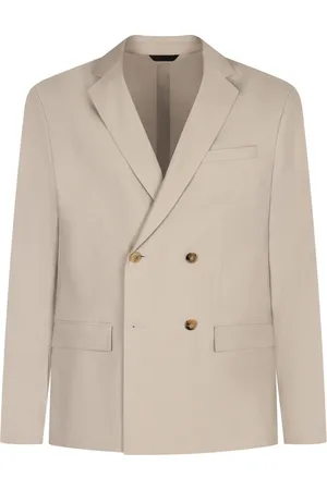 Calvin Klein Kurtki, Mężczyzna, Beżowy, 2XL, Lniana marynarka z podwójnym rzędem guzików