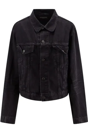 Balenciaga Kurtki, Kobieta, Czarny, S, Denim, Czarna Kurtka Denimowa Aw 24