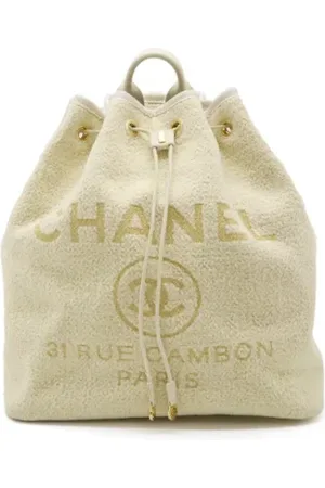 CHANEL Pre-owned, Kobieta, Beżowy, ONE SIZE, Skóra, Pre-owned Canvas backpacks
