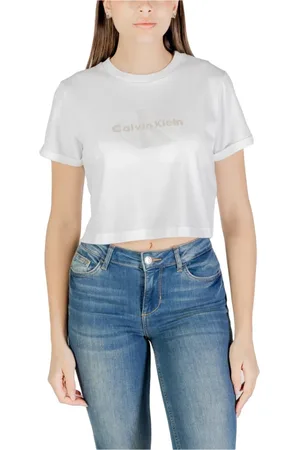 Calvin Klein Koszulki, Kobieta, Biały, S, Biały Bawełniany Top dla Kobiet