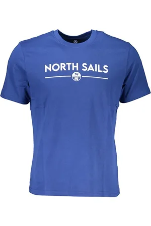 North Sails Koszulki, Mężczyzna, Niebieski, S, Bawełna, Niebieski Bawełna Druk Logo T-shirt