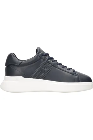 Hogan Buty, Mężczyzna, Niebieski, 40 1/2 EU, Niebieskie Skórzane Sneakersy z Wytłoczonym H