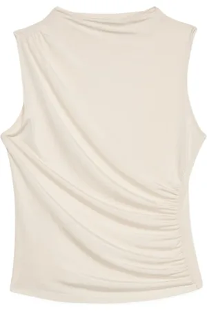 Oltre Koszulki, Kobieta, Biały, 2XL, Len, Drapiowana bluzka z dżerseju