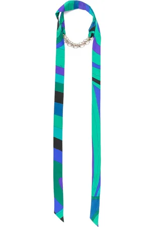 Emilio Pucci Akcesoria, Kobieta, Zielony, ONE SIZE, Len, Geometryczny Wzór Zielony Naszyjnik