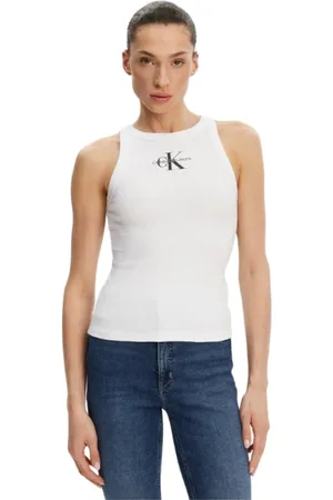 Calvin Klein Koszulki, Kobieta, Biały, M, Biała Koszulka Slim Fit