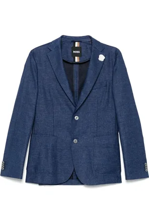 HUGO BOSS Kurtki, Mężczyzna, Niebieski, 2XL, Kurtka z mieszanki lnu z 2 guzikami